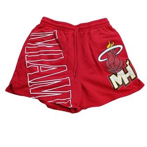 NBA Miami Heat Fleece Shorts Mens Small Red Graphic Drawstring 2022
